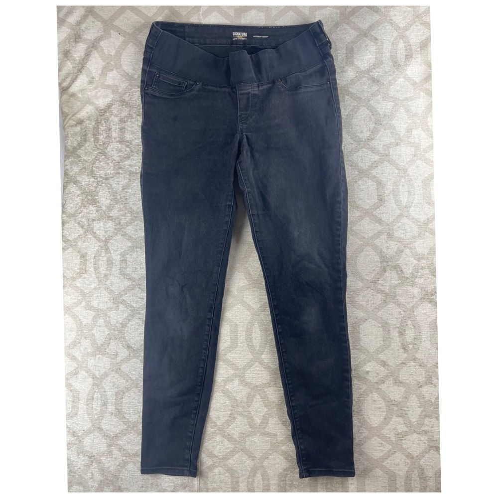 Signature Levi Strauss Gold Women L Black Maternity Skinny Jeans Stretch Comfort